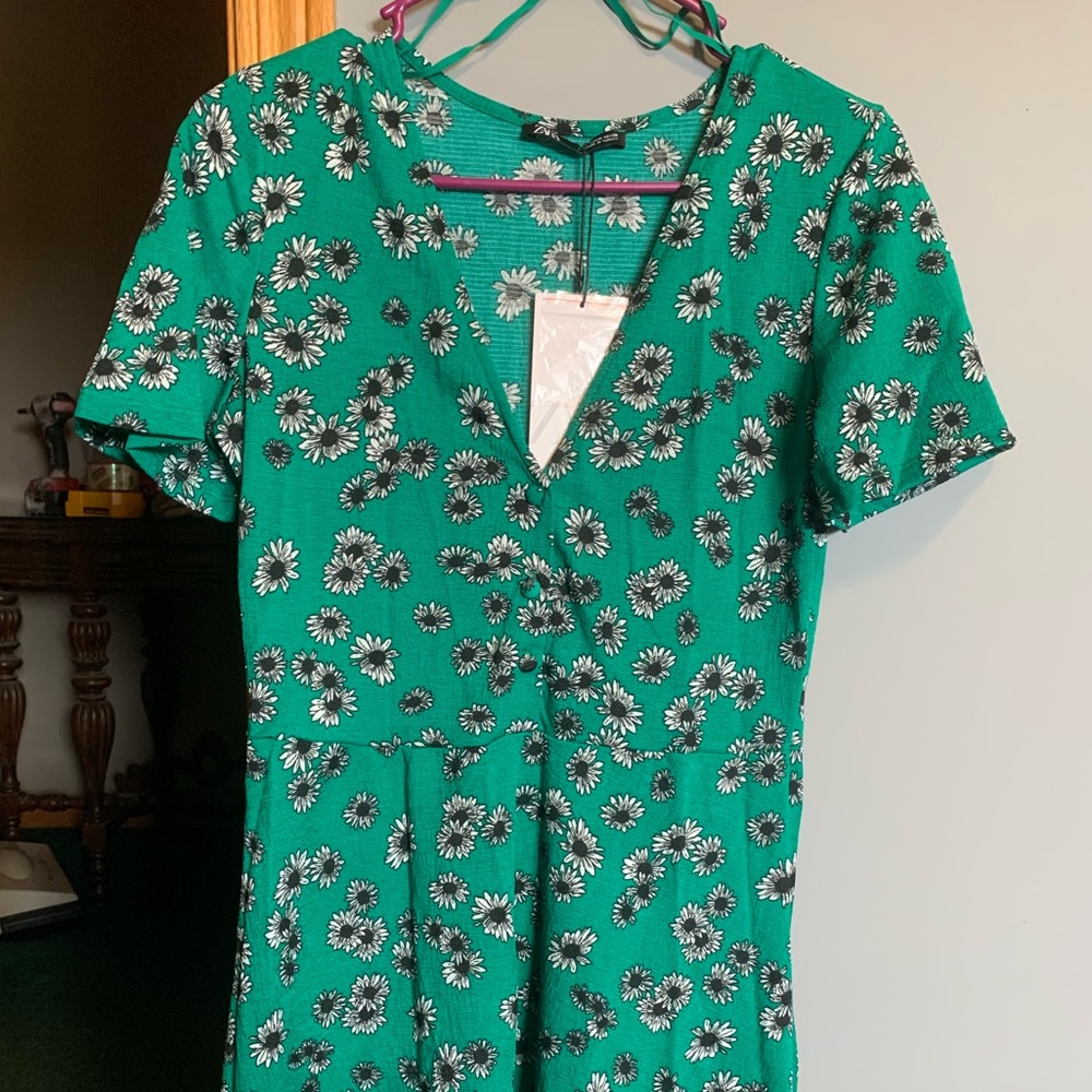 Zara Green Floral print dress